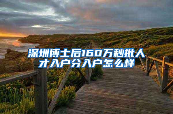 深圳博士后160万秒批人才入户分入户怎么样