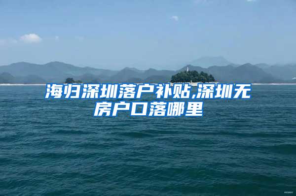 海归深圳落户补贴,深圳无房户口落哪里