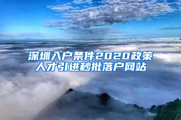 深圳入户条件2020政策人才引进秒批落户网站