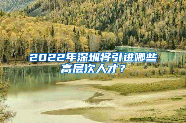 2022年深圳将引进哪些高层次人才？