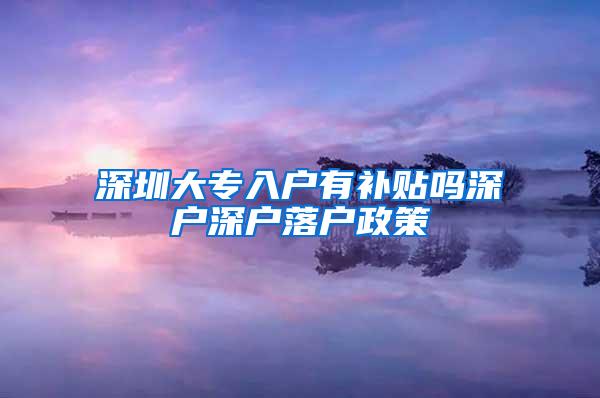 深圳大专入户有补贴吗深户深户落户政策