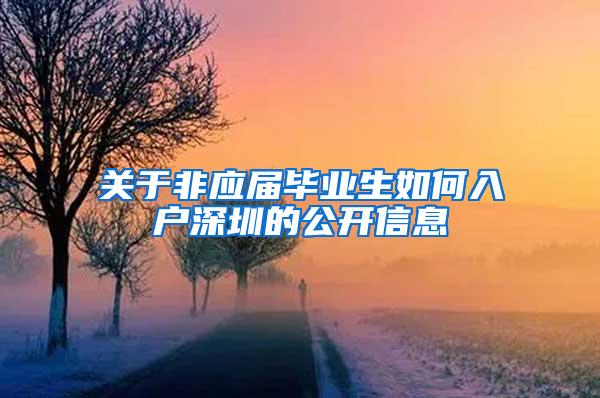 关于非应届毕业生如何入户深圳的公开信息