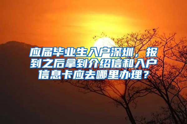 应届毕业生入户深圳，报到之后拿到介绍信和入户信息卡应去哪里办理？