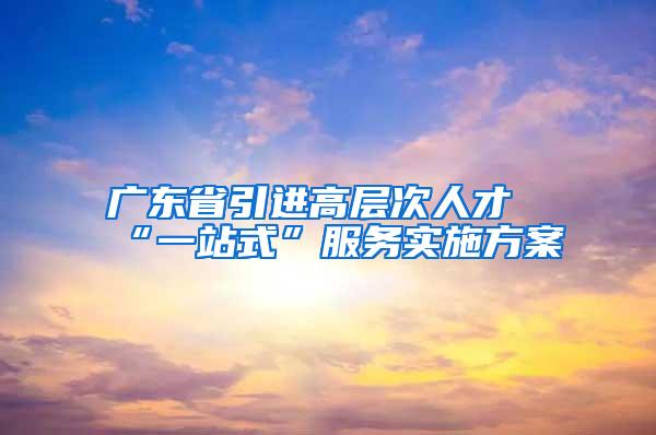 广东省引进高层次人才“一站式”服务实施方案