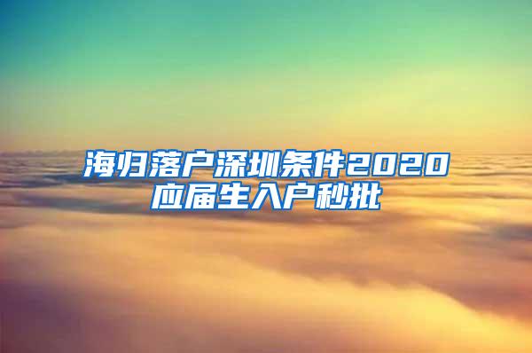 海归落户深圳条件2020应届生入户秒批