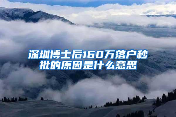 深圳博士后160万落户秒批的原因是什么意思