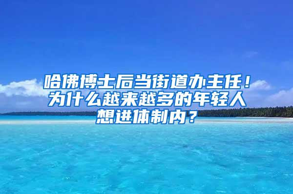 哈佛博士后当街道办主任！为什么越来越多的年轻人想进体制内？