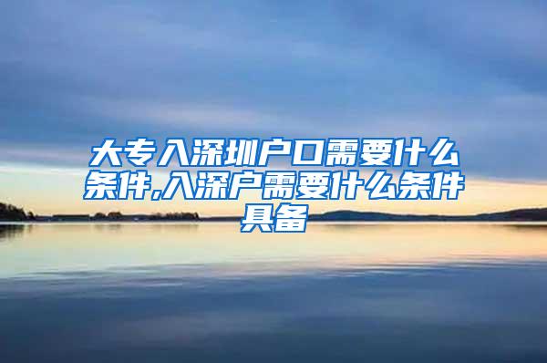 大专入深圳户口需要什么条件,入深户需要什么条件具备