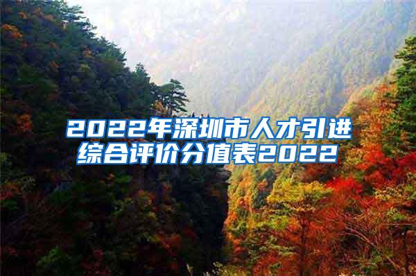 2022年深圳市人才引进综合评价分值表2022