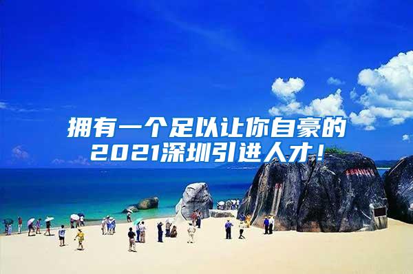 拥有一个足以让你自豪的2021深圳引进人才！