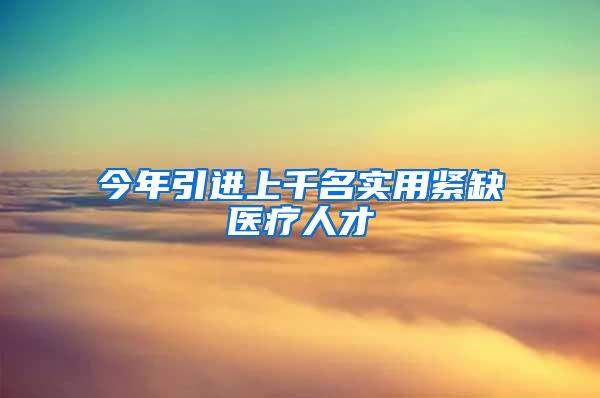 今年引进上千名实用紧缺医疗人才