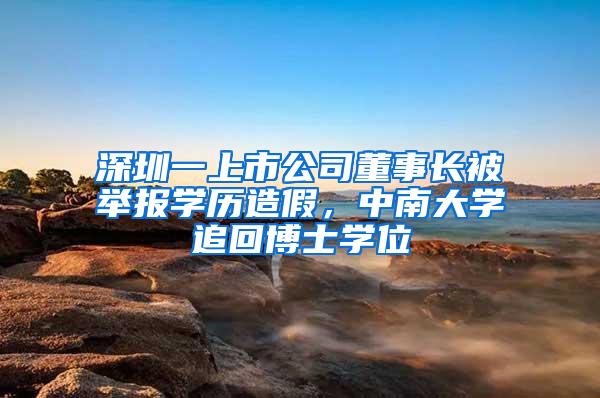 深圳一上市公司董事长被举报学历造假，中南大学追回博士学位