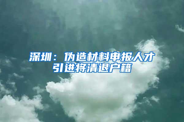 深圳：伪造材料申报人才引进将清退户籍