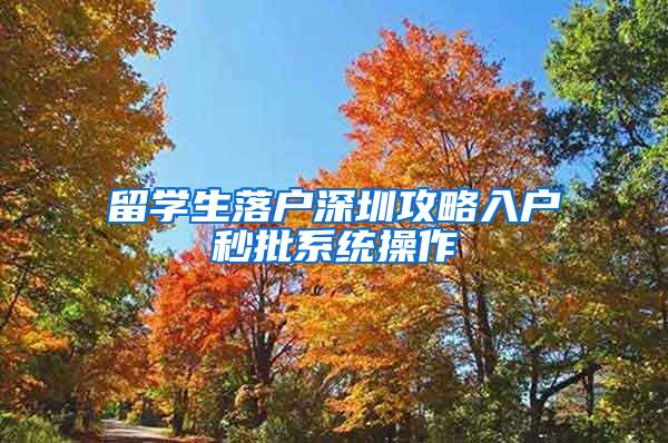 留学生落户深圳攻略入户秒批系统操作