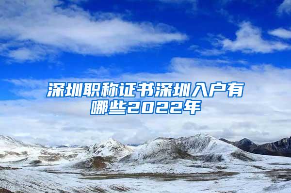 深圳职称证书深圳入户有哪些2022年