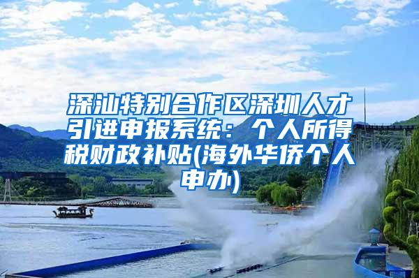 深汕特别合作区深圳人才引进申报系统：个人所得税财政补贴(海外华侨个人申办)