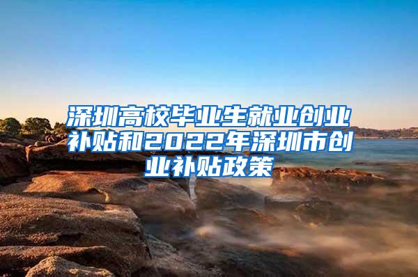 深圳高校毕业生就业创业补贴和2022年深圳市创业补贴政策