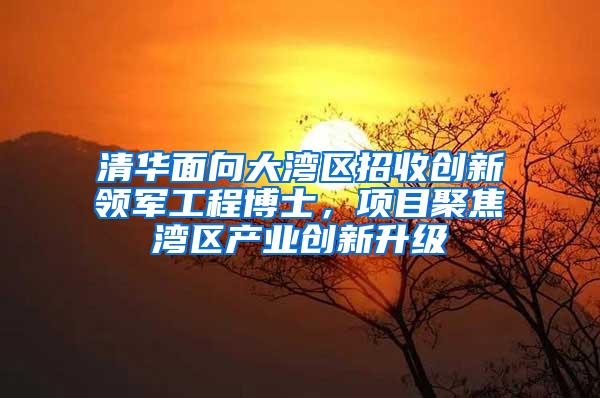 清华面向大湾区招收创新领军工程博士，项目聚焦湾区产业创新升级