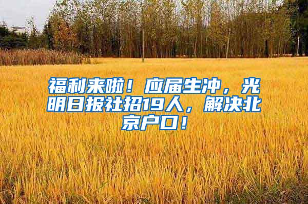 福利来啦！应届生冲，光明日报社招19人，解决北京户口！