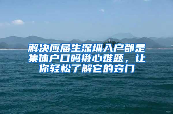 解决应届生深圳入户都是集体户口吗揪心难题，让你轻松了解它的窍门