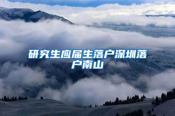 研究生应届生落户深圳落户南山