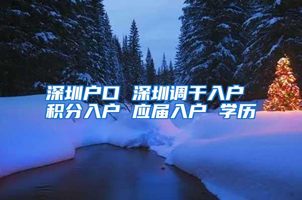 深圳户口 深圳调干入户 积分入户 应届入户 学历