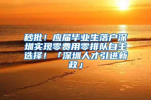 秒批！应届毕业生落户深圳实现零费用零排队自主选择！「深圳人才引进新政」