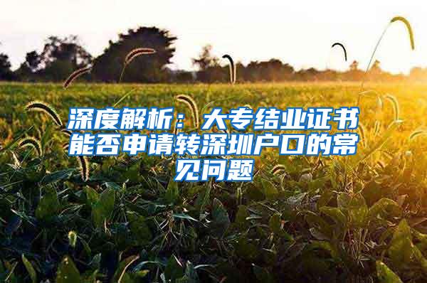 深度解析：大专结业证书能否申请转深圳户口的常见问题