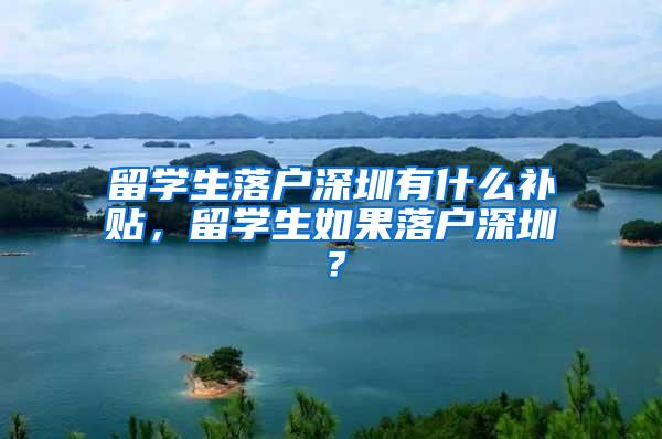 留学生落户深圳有什么补贴，留学生如果落户深圳？