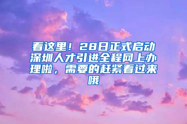 看这里！28日正式启动深圳人才引进全程网上办理啦，需要的赶紧看过来哦