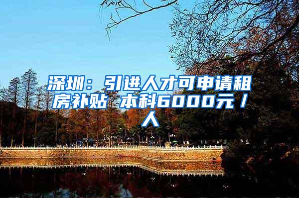 深圳：引进人才可申请租房补贴 本科6000元／人