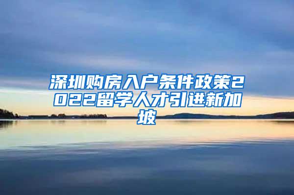 深圳购房入户条件政策2022留学人才引进新加坡