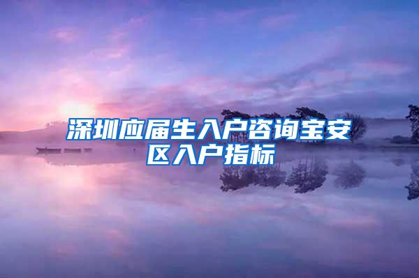 深圳应届生入户咨询宝安区入户指标