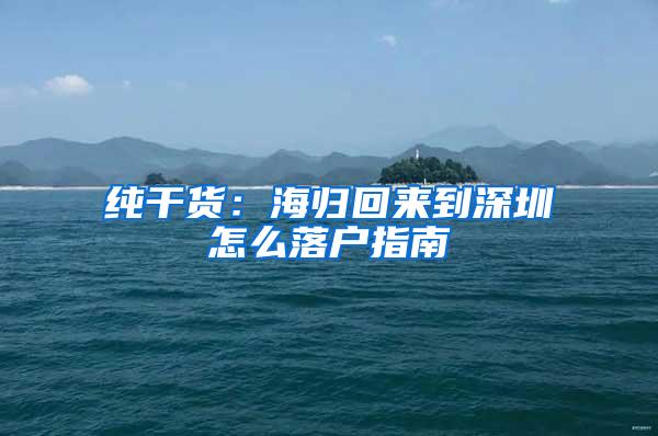 纯干货：海归回来到深圳怎么落户指南