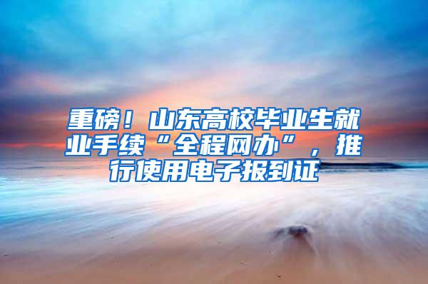 重磅！山东高校毕业生就业手续“全程网办”，推行使用电子报到证