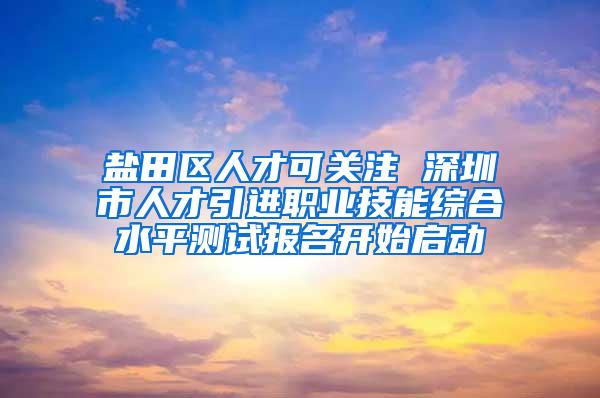 盐田区人才可关注 深圳市人才引进职业技能综合水平测试报名开始启动