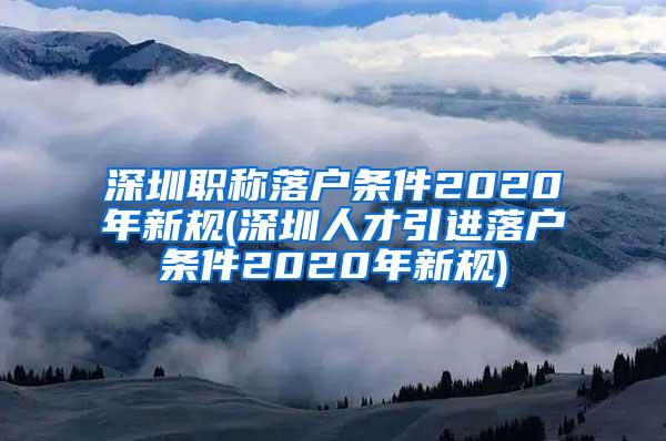 深圳职称落户条件2020年新规(深圳人才引进落户条件2020年新规)