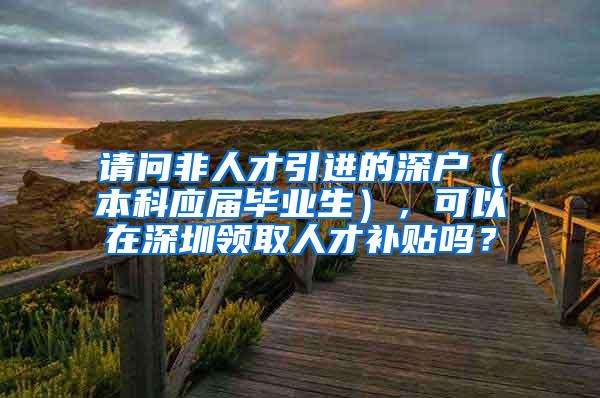 请问非人才引进的深户（本科应届毕业生），可以在深圳领取人才补贴吗？