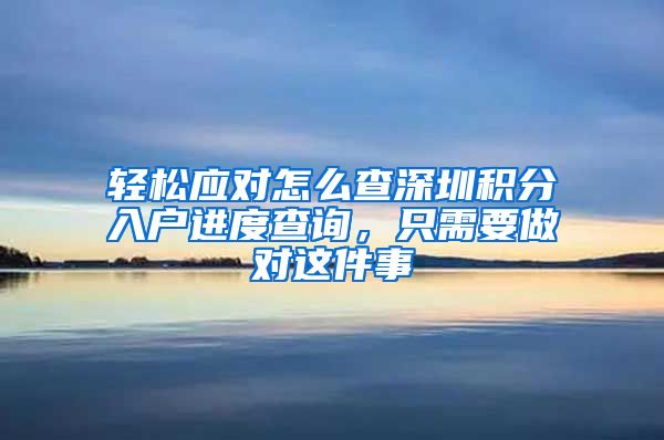 轻松应对怎么查深圳积分入户进度查询，只需要做对这件事