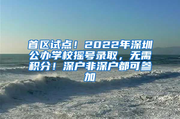 首区试点！2022年深圳公办学校摇号录取，无需积分！深户非深户都可参加