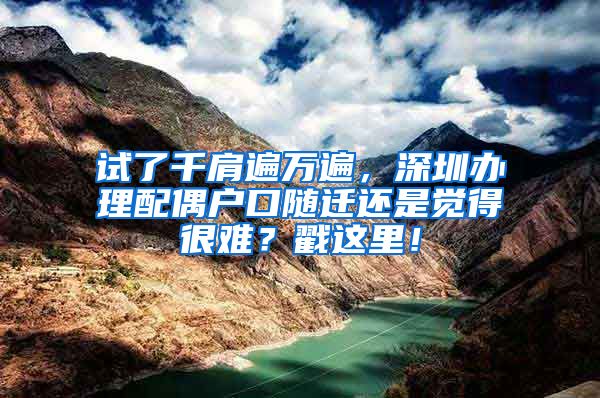 试了千肩遍万遍，深圳办理配偶户口随迁还是觉得很难？戳这里！