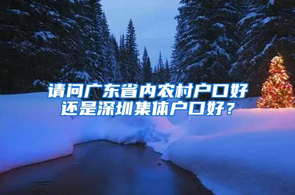 请问广东省内农村户口好还是深圳集体户口好？