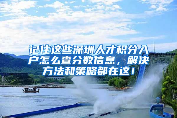 记住这些深圳人才积分入户怎么查分数信息，解决方法和策略都在这！