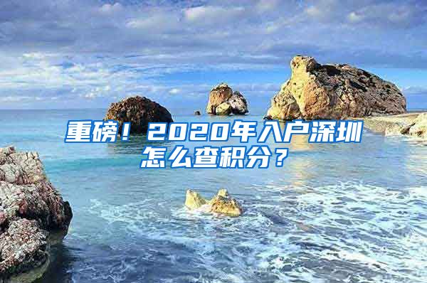 重磅！2020年入户深圳怎么查积分？