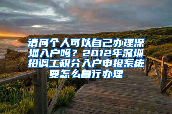 请问个人可以自己办理深圳入户吗？2012年深圳招调工积分入户申报系统要怎么自行办理