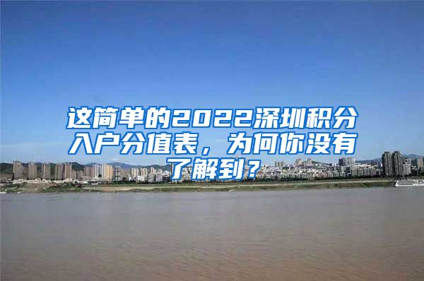 这简单的2022深圳积分入户分值表，为何你没有了解到？