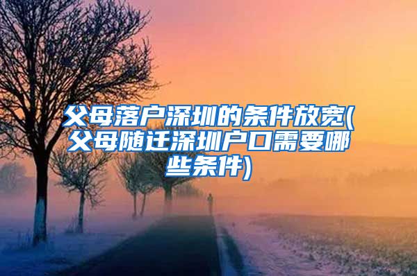 父母落户深圳的条件放宽(父母随迁深圳户口需要哪些条件)