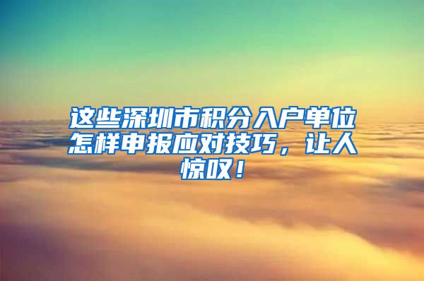 这些深圳市积分入户单位怎样申报应对技巧，让人惊叹！