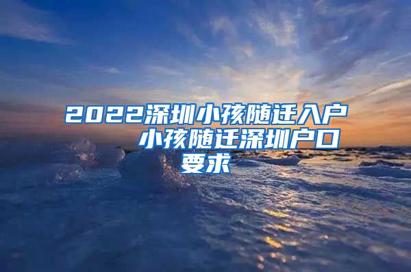 2022深圳小孩随迁入户    小孩随迁深圳户口要求