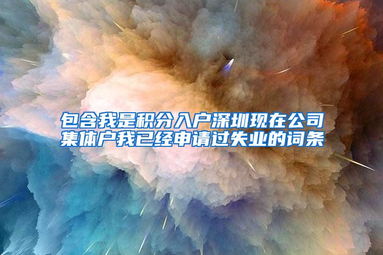 包含我是积分入户深圳现在公司集体户我已经申请过失业的词条